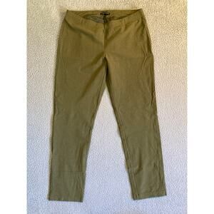 Eileen Fisher Pants Small Pull On Slim Straight Made in USA Low Rise Green